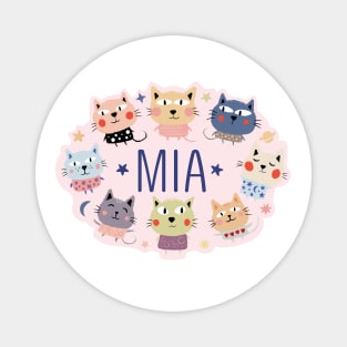 Mia name with cartoon cats Magnet